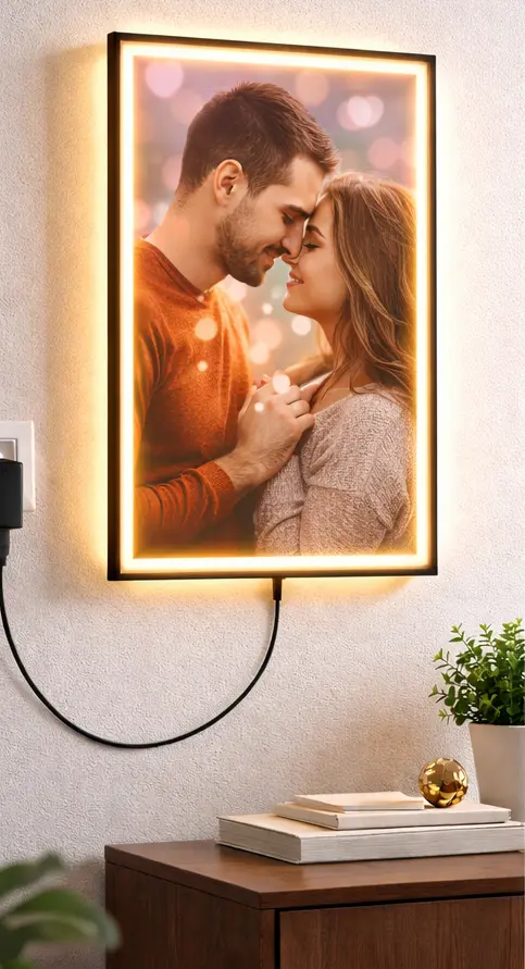 Personalized LED Photo Frame with Custom Picture – Vertical Light Portrait Poster for Gift & Home Decor